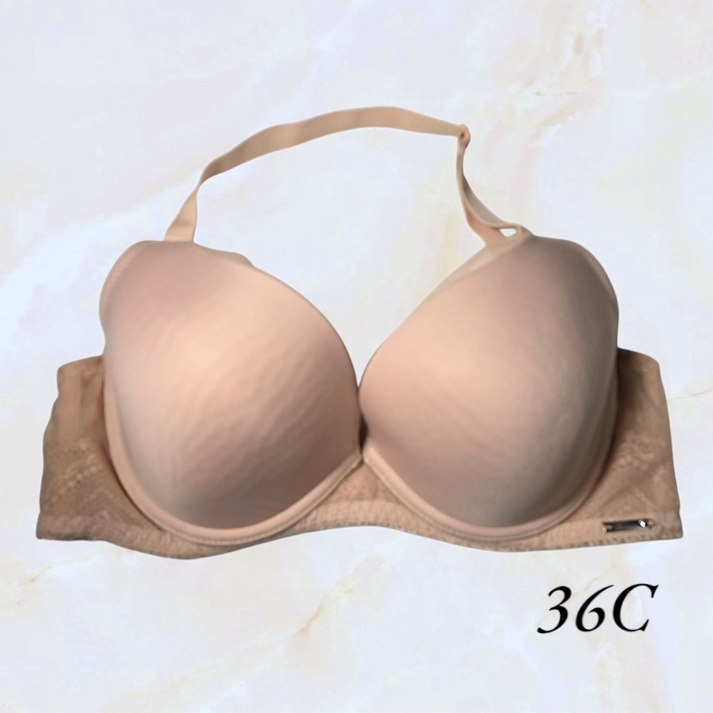 VENUS Cream Bra with Seamless Molded Cups 36C Halter Neck BRA